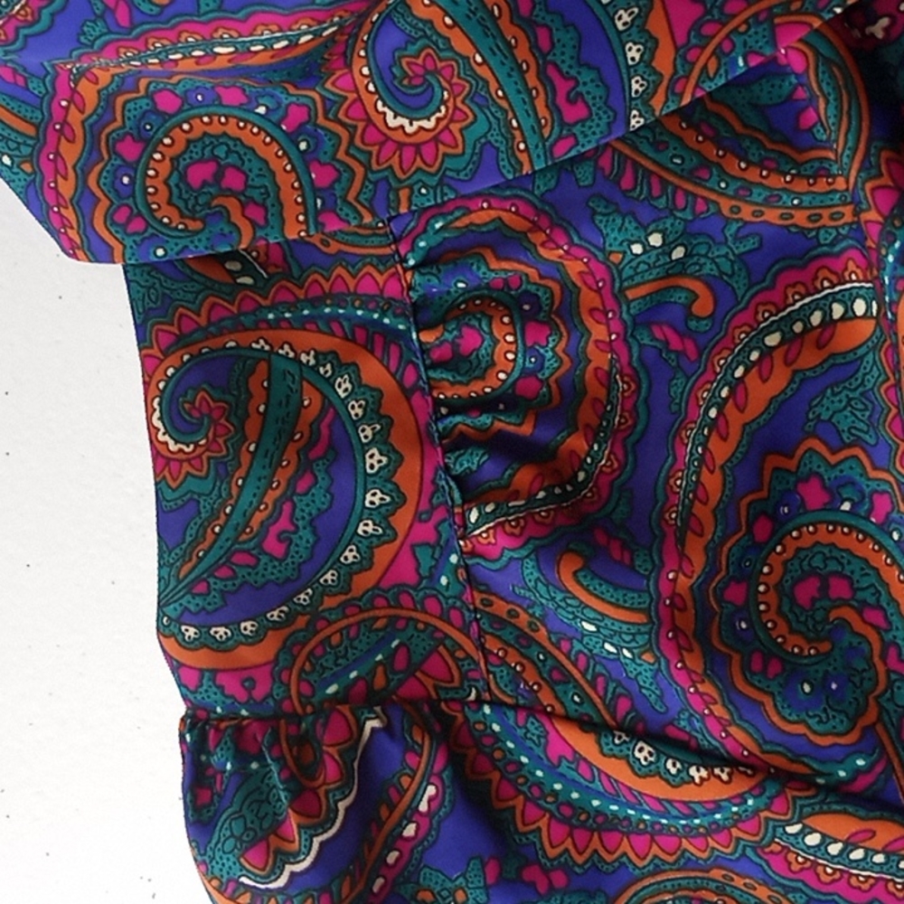 Vintage Laura & Jayne Women’s Paisley Bow Tie Lightweight Blouse Sz P10 - Picture 5 of 12